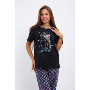 Костюм двойка женский №239 кулирка (р-ры: 46-60) синий