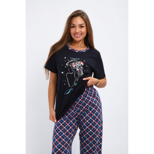 Костюм двойка женский №239 кулирка (р-ры: 46-60) синий