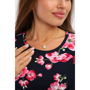 Платье женское №240 кулирка (р-ры: 48-62) синий-розовые цветы Платье женское №240 кулирка (р-ры: 48-62) синий-розовые цветы