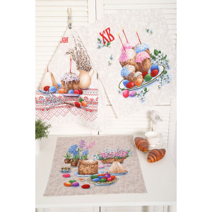 Набор кухонный из 3-х полотенец рогожка №32598 Набор кухонный из 3-х полотенец рогожка №32598