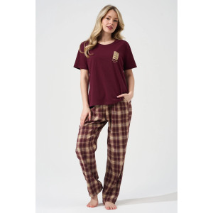 Пижама женская "Счастливый билет" 2435-К/Ф кулирка-фланель (р-ры: 46-56) бордовый