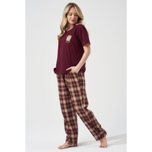 Пижама женская "Счастливый билет" 2435-К/Ф кулирка-фланель (р-ры: 46-56) бордовый