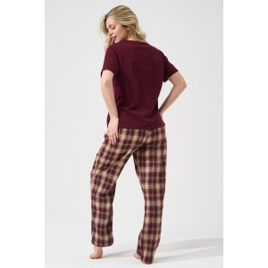 Пижама женская "Счастливый билет" 2435-К/Ф кулирка-фланель (р-ры: 46-56) бордовый