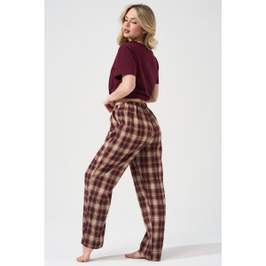 Пижама женская "Счастливый билет" 2435-К/Ф кулирка-фланель (р-ры: 46-56) бордовый