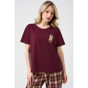 Пижама женская "Счастливый билет" 2435-К/Ф кулирка-фланель (р-ры: 46-56) бордовый