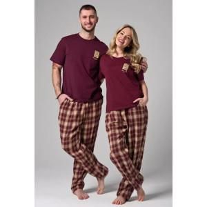 Пижама женская "Счастливый билет" 2435-К/Ф кулирка-фланель (р-ры: 46-56) бордовый