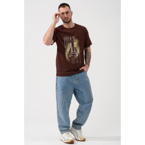 Футболка мужская "Шах и мат" 2439-К кулирка (р-ры: 48-58) коричневый