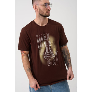 Футболка мужская "Шах и мат" 2439-К кулирка (р-ры: 48-58) коричневый