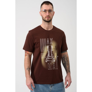Футболка мужская "Шах и мат" 2439-К кулирка (р-ры: 48-58) коричневый