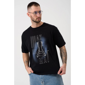 Футболка мужская "Шах и мат" 2439-К кулирка (р-ры: 48-58) черный