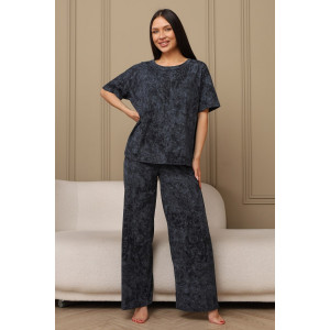 Костюм двойка женский 724 кулирка (р-ры: 44-54) синий-варенка