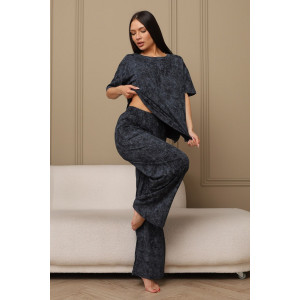 Костюм двойка женский 724 кулирка (р-ры: 44-54) синий-варенка