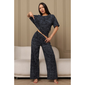 Костюм двойка женский 724 кулирка (р-ры: 44-54) синий-варенка