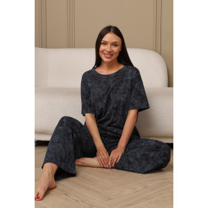 Костюм двойка женский 724 кулирка (р-ры: 44-54) синий-варенка