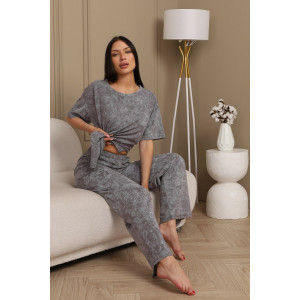 Костюм двойка женский 724 кулирка (р-ры: 44-54) серый-варенка