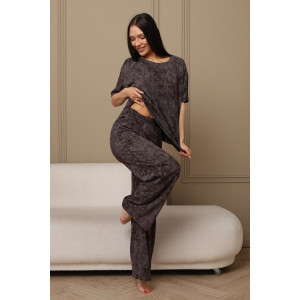 Костюм двойка женский 724 кулирка (р-ры: 44-54) шоколадный-варенка Костюм двойка женский 724 кулирка (р-ры: 44-54) шоколадный-варенка