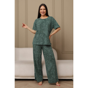 Костюм двойка женский 724 кулирка (р-ры: 44-54) зеленый-варенка