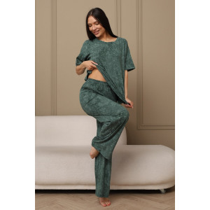 Костюм двойка женский 724 кулирка (р-ры: 44-54) зеленый-варенка