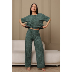 Костюм двойка женский 724 кулирка (р-ры: 44-54) зеленый-варенка