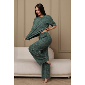 Костюм двойка женский 724 кулирка (р-ры: 44-54) зеленый-варенка