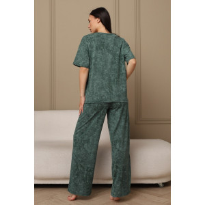 Костюм двойка женский 724 кулирка (р-ры: 44-54) зеленый-варенка