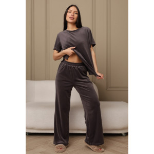 Костюм двойка женский 729 велюр (р-ры: 44-54) темно-серый