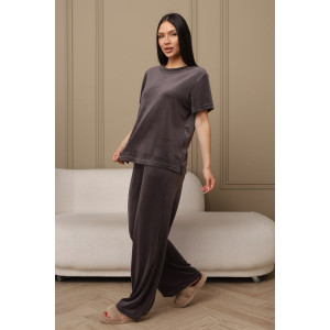 Костюм двойка женский 729 велюр (р-ры: 44-54) темно-серый