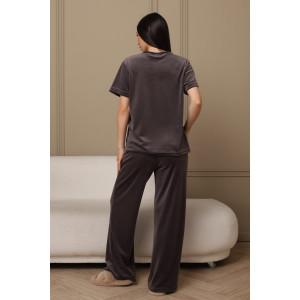 Костюм двойка женский 729 велюр (р-ры: 44-54) темно-серый