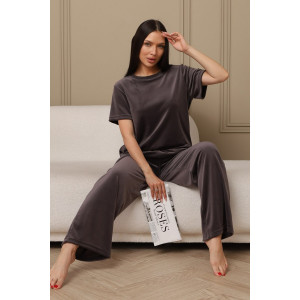 Костюм двойка женский 729 велюр (р-ры: 44-54) темно-серый