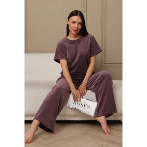 Костюм двойка женский 729 велюр (р-ры: 44-54) фиолетовый Костюм двойка женский 729 велюр (р-ры: 44-54) фиолетовый