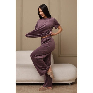 Костюм двойка женский 729 велюр (р-ры: 44-54) фиолетовый