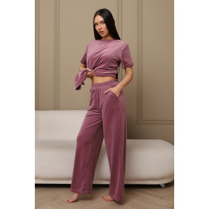 Костюм двойка женский 729 велюр (р-ры: 44-54) сухая роза