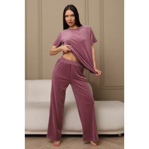 Костюм двойка женский 729 велюр (р-ры: 44-54) сухая роза