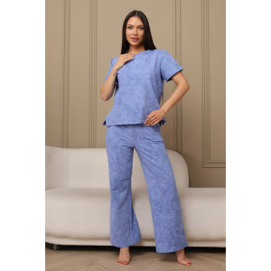 Костюм двойка женский 729 футер 2-х нитка пенье (р-ры: 44-54) васильковый-варенка