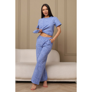 Костюм двойка женский 729 футер 2-х нитка пенье (р-ры: 44-54) васильковый-варенка