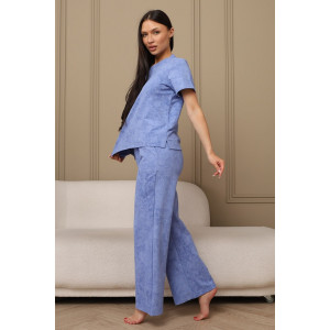 Костюм двойка женский 729 футер 2-х нитка пенье (р-ры: 44-54) васильковый-варенка