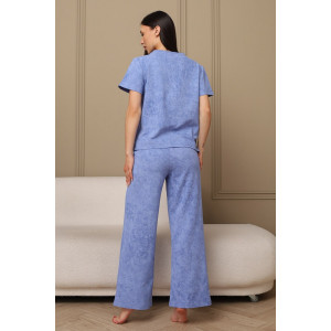 Костюм двойка женский 729 футер 2-х нитка пенье (р-ры: 44-54) васильковый-варенка