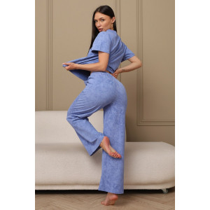 Костюм двойка женский 729 футер 2-х нитка пенье (р-ры: 44-54) васильковый-варенка