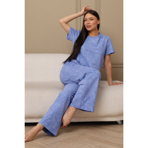 Костюм двойка женский 729 футер 2-х нитка пенье (р-ры: 44-54) васильковый-варенка