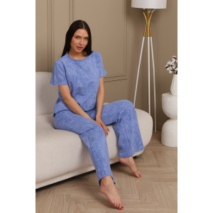 Костюм двойка женский 729 футер 2-х нитка пенье (р-ры: 44-54) васильковый-варенка