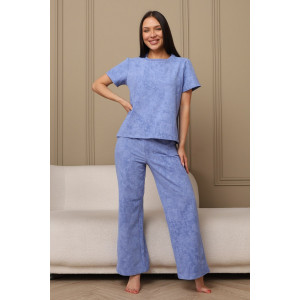 Костюм двойка женский 729 футер 2-х нитка пенье (р-ры: 44-54) васильковый-варенка