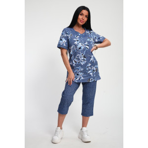 Костюм двойка женский 01070 кулирка (р-ры: 50-62) синий