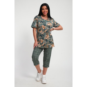 Костюм двойка женский 01070 кулирка (р-ры: 50-62) оливковый