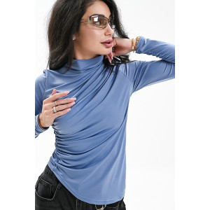 Лонгслив женский №057956 трикотаж стрейч (р-ры: 46-52) голубой