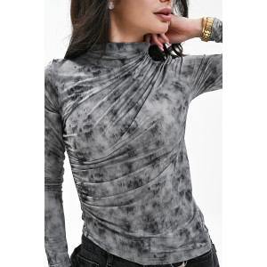 Лонгслив женский №057956 трикотаж стрейч (р-ры: 46-52) серый гранит