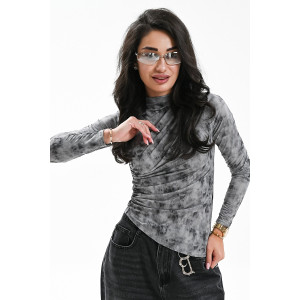 Лонгслив женский №057956 трикотаж стрейч (р-ры: 46-52) серый гранит