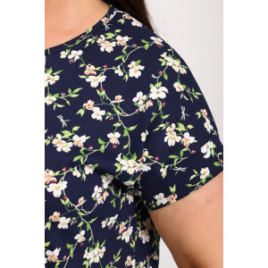 Костюм двойка женский КДЖ кулирка (р-ры: 46-62) синий-цветы