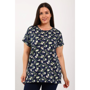 Костюм двойка женский КДЖ кулирка (р-ры: 46-62) синий-цветы