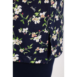 Костюм двойка женский КДЖ кулирка (р-ры: 46-62) синий-цветы