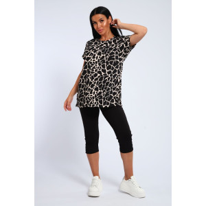 Костюм двойка женский КДЖ кулирка (р-ры: 46-62) бежевый-жираф